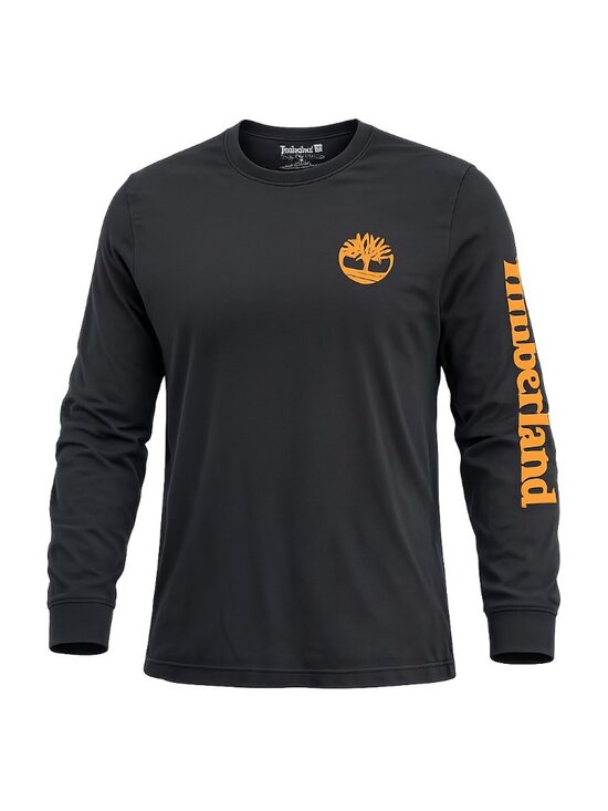 Timberland Other - Timberland Men’s Long Sleeve Logo Graphic T-Shirt Black Orange Size Large L Cott